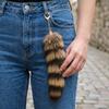 Plush Raccoon Tail Keyring Furry Animal Bag Charm 1pc Faux Fur Keychain with Soft Pompom for Purse and Keys