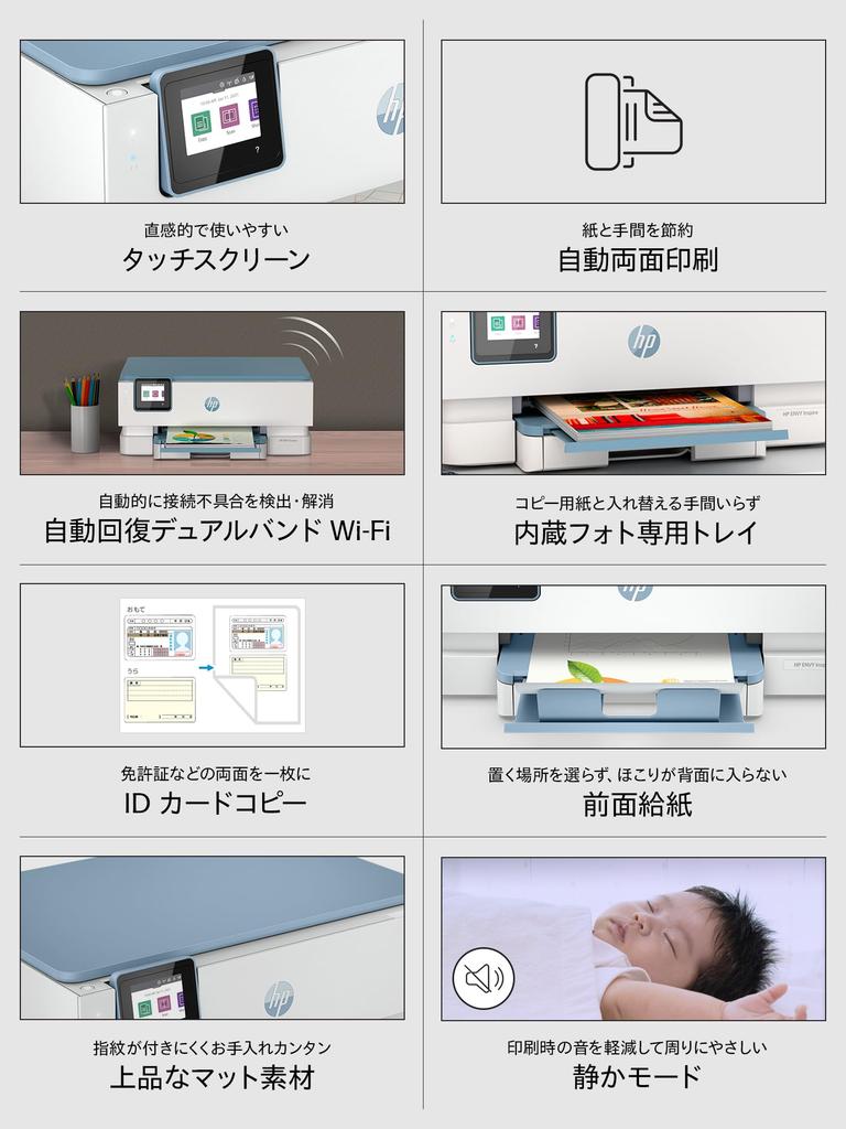 HP Color Printer HP ENVY Inspire 7221 2022 Model Inkjet Multifunction Printer Smartphone Link Scan Wireless LAN Automatic Printing with Touch Screen