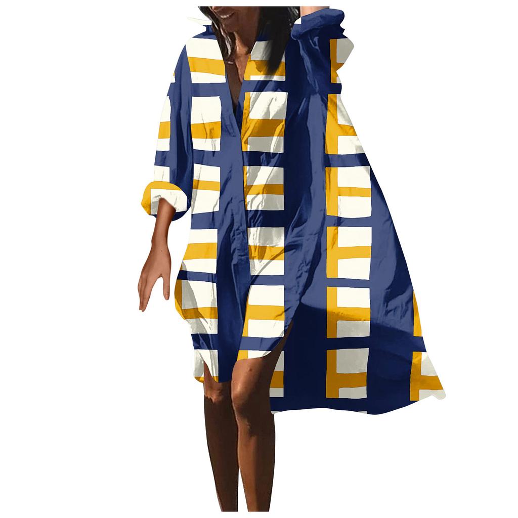 Модная женская блузка с принтом, свободная праздничная рубашка с длинным рукавом, платье