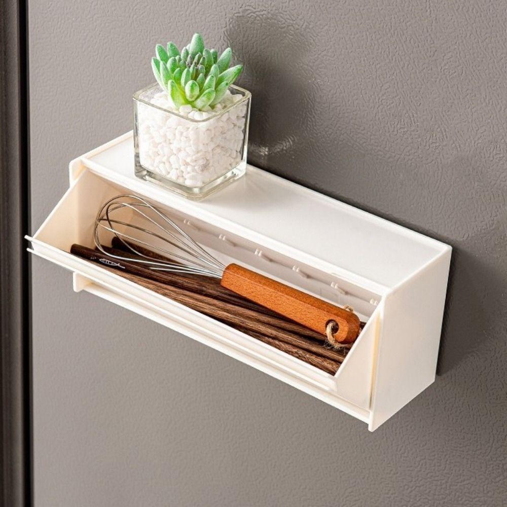 Магнитный ящик для хранения на холодильник без сверления, пластиковый боковой подвесной стеллаж для хранения, для ванной