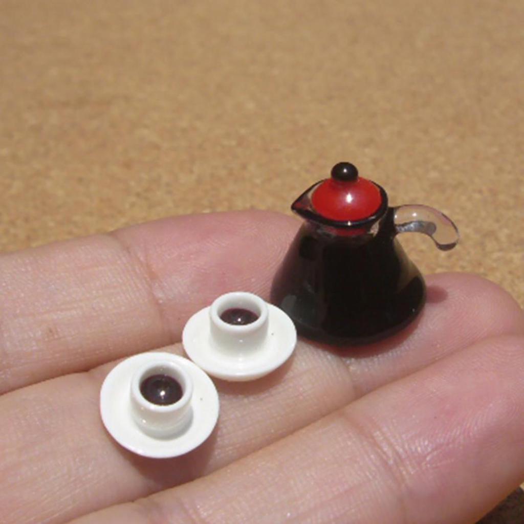 3 шт., мини-кофейник, чашка, игрушка, миниатюрная модель для кукольного домика 1/12 1/6, аксессуары