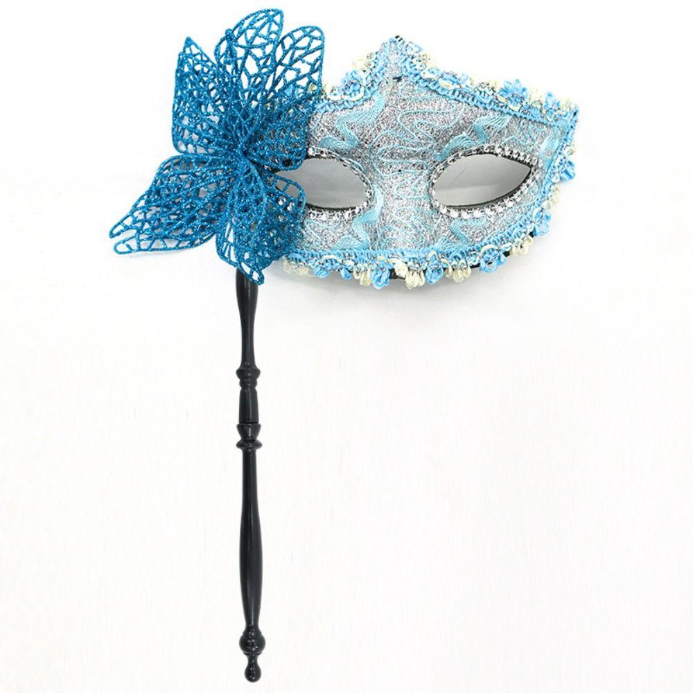 Halloween Dressing Halloween Party Mask with Rod Half Face Cover Butterfly Hand Hold Mask Cosplay Prop Exquisite Masquerade Mask