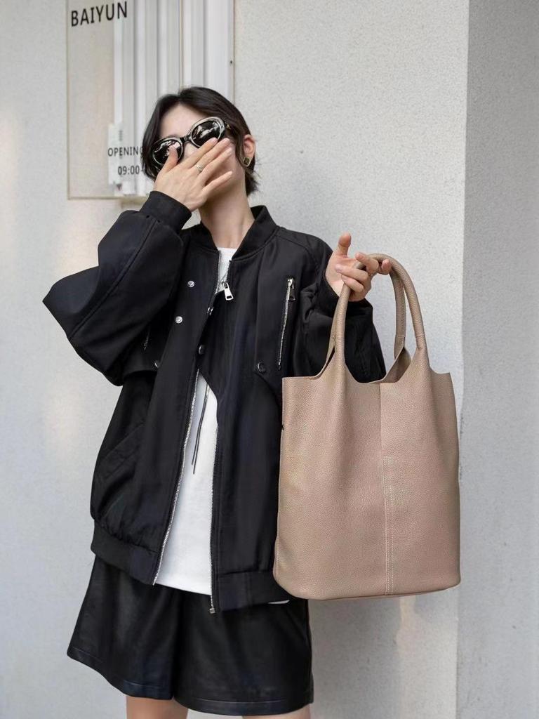 Сумка-ведро из коровьей кожи высшего слоя: Подлинная Сумка из Мягкой Кожи, Большая A4 для Поездок на Работу, Повседневный Универсальный Стиль для Белых Воротничков