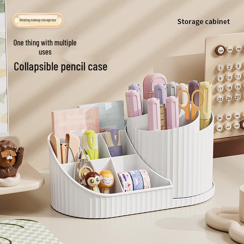 Вращающийся органайзер для макияжа: Косметический органайзер большой вместимости для помад, теней для век, карандашей для бровей и кистей.