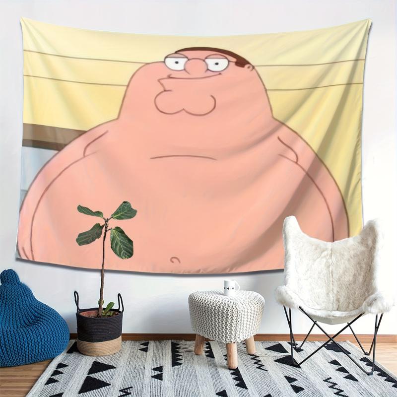 VIKAMA Гобелен с мемом Питера Гриффина Дизайн Family Guy Идеально подходит для юмористического декора Оформление стены спальни и фотофон