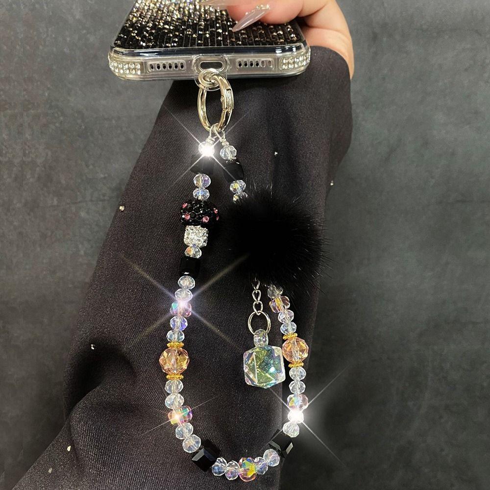 Hand-beaded Mobile Phone Lanyard Strap Crystal Car Keychain New Bag Pendant  Ornament