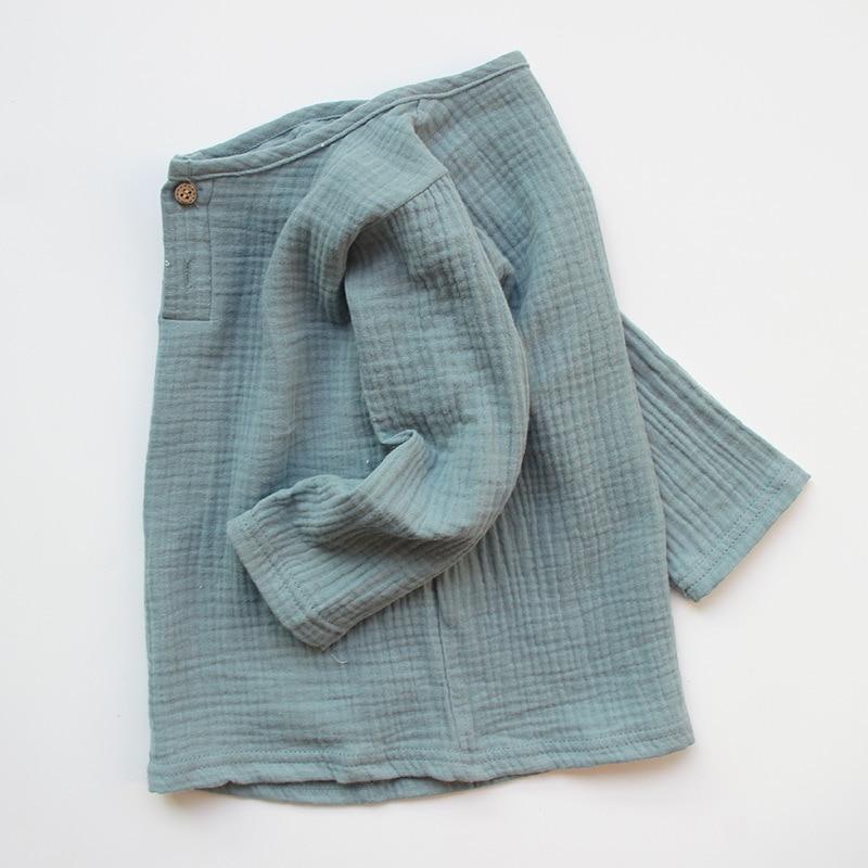 Детские рубашки, льняная плиссированная рубашка для мальчиков, лето 2023, детская одежда для маленьких мальчиков и девочек