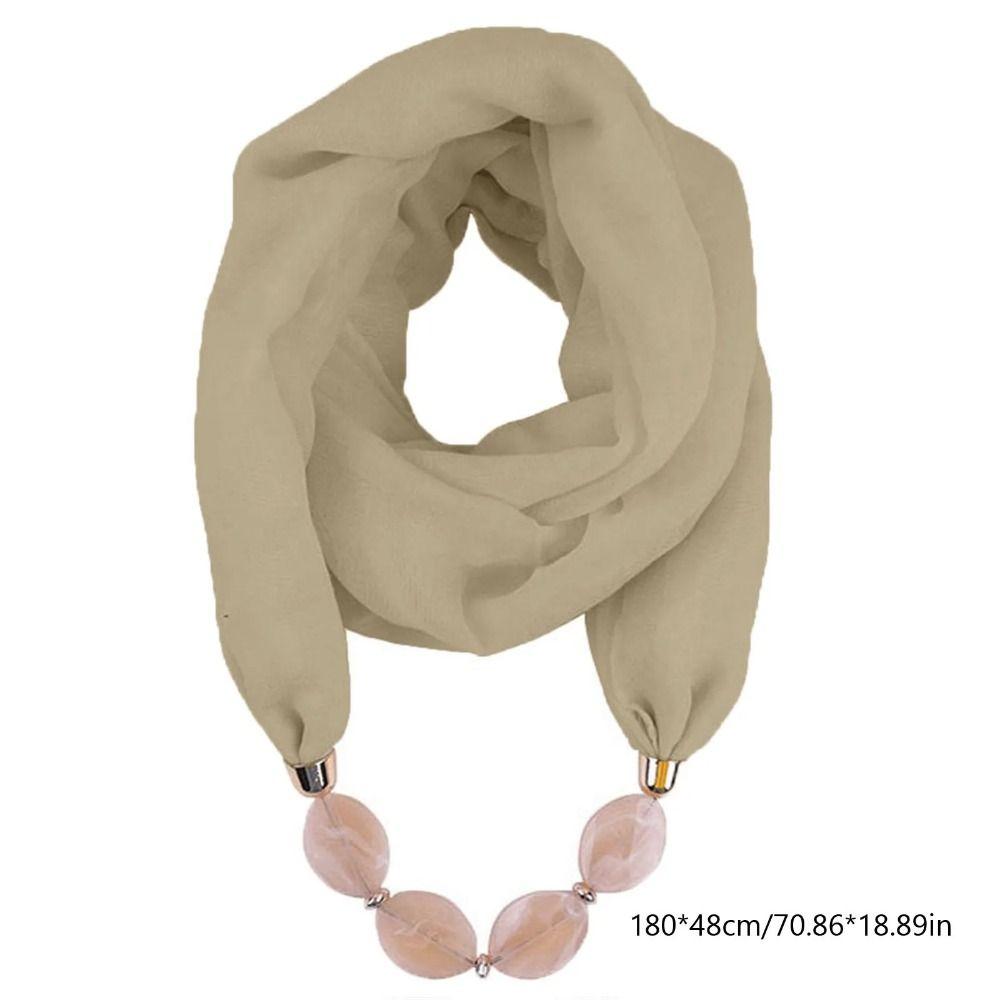 1Pcs Cotton Linen Necklace Scarf Resin Pendant Head Scarves  Costume Bead Decoration Accessories