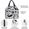 Halloween Bat Flower Lunch Bag Insulated Tote Cooler for Women Lunch Box Bags Reusable Cute Halloween Bat Flower with Container