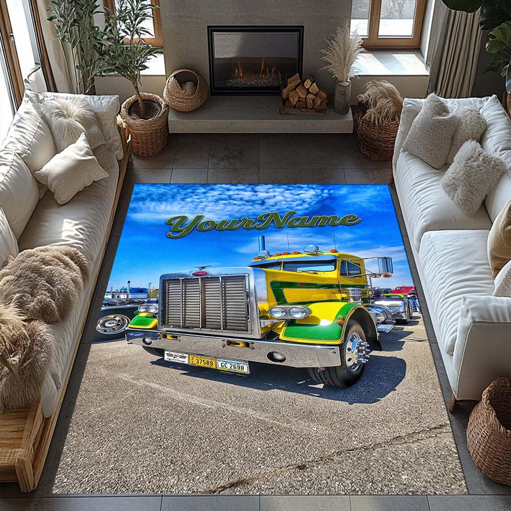 Peterbilt Heavy Trucks Customized Name Carpet Suitable for Dormitory Playrooms Entryway Dining Room Antislip Carpet Anime Office Decor Spiritual Gift