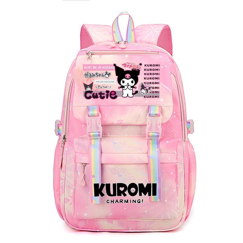 Kuromi School Backpack Girls Teens Lightweight Large Capacity 13-inch Laptop Compatible Nylon Daypack