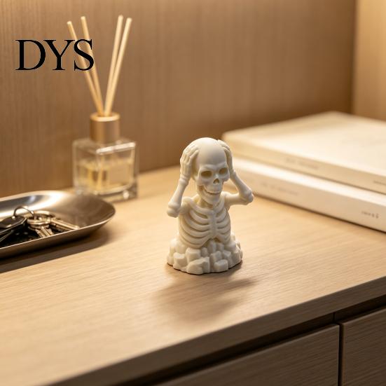 Мини жуткие акценты для комнаты, 3D-печатная статуэтка черепа с фейспалмом, Светящийся зеленый скелет, Маленькие декорации для полки, Статуэтка для готического домашнего декора, Хэллоуин