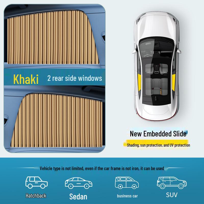 Автоматическая выдвижная шторка для бокового окна автомобиля, затемняющая, для конфиденциальности, от солнца, с магнитной шторкой