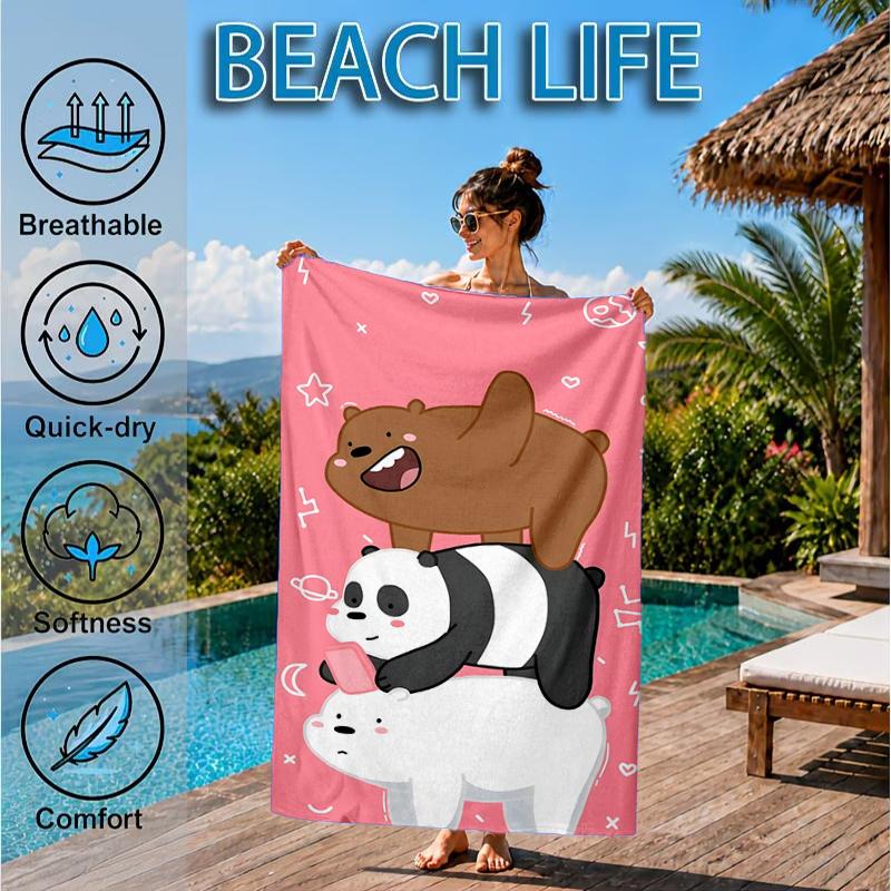 Nightly Friends bears Adventure Beach Towel, Microfiber Beach Towel, Perfect For Pool, Beach, Travel, Home Decor Beach Party Fan gifts