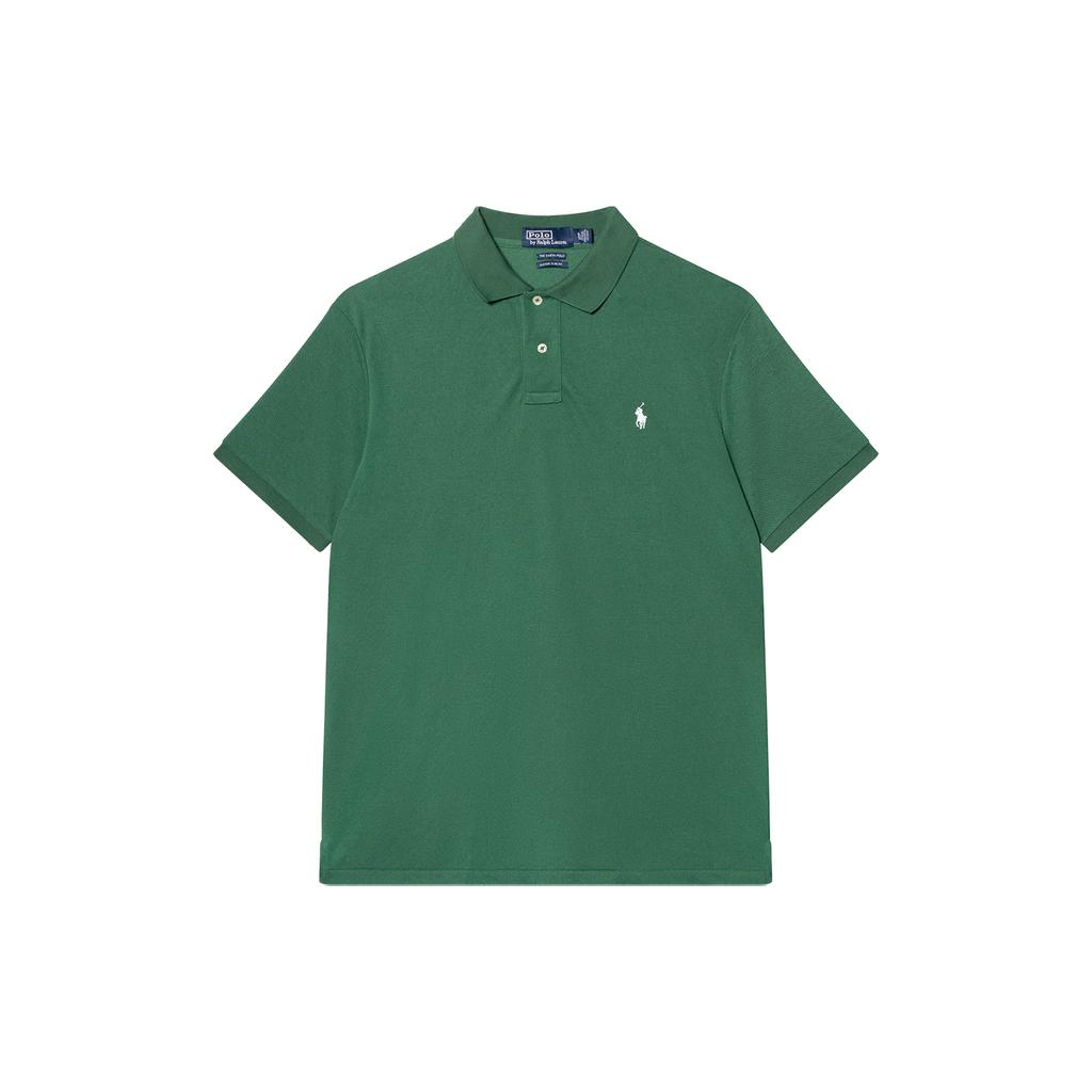 Polo Ralph Lauren SS23 Однотонная рубашка поло с коротким рукавом и вышитым логотипом, мужская зеленая 710751221-003