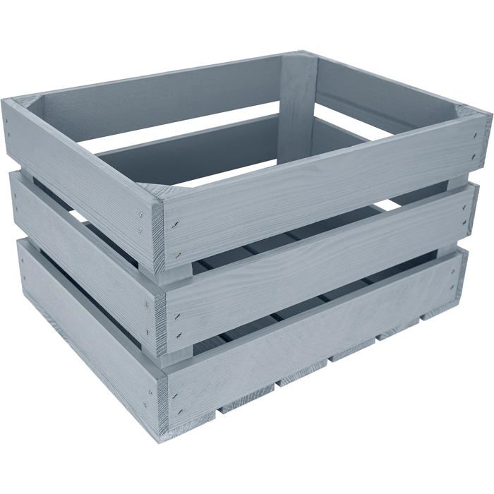 Caisse en Bois - CREATIVE DECO - Gris - 40x30x23 cm - Rangement Vintage