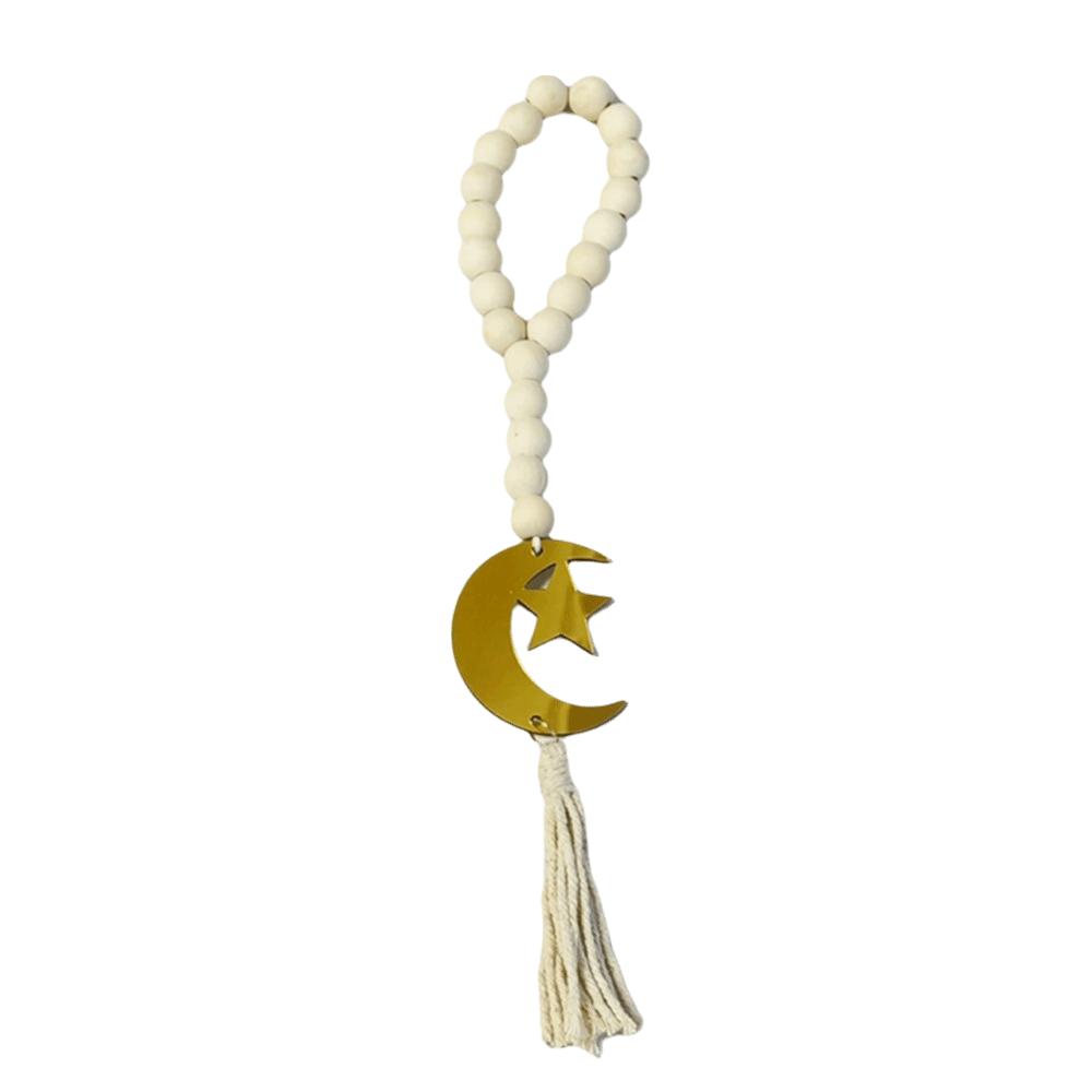 Handmade Wooden Beads Pendant Rustic Style Islamic Hanging Ornament Home Decoration