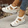 Hollow Casual Velcro Sandals Women's Summer and Autumn New Large Size Muffin Thick Sole Inner Height Increase Women's Shoes