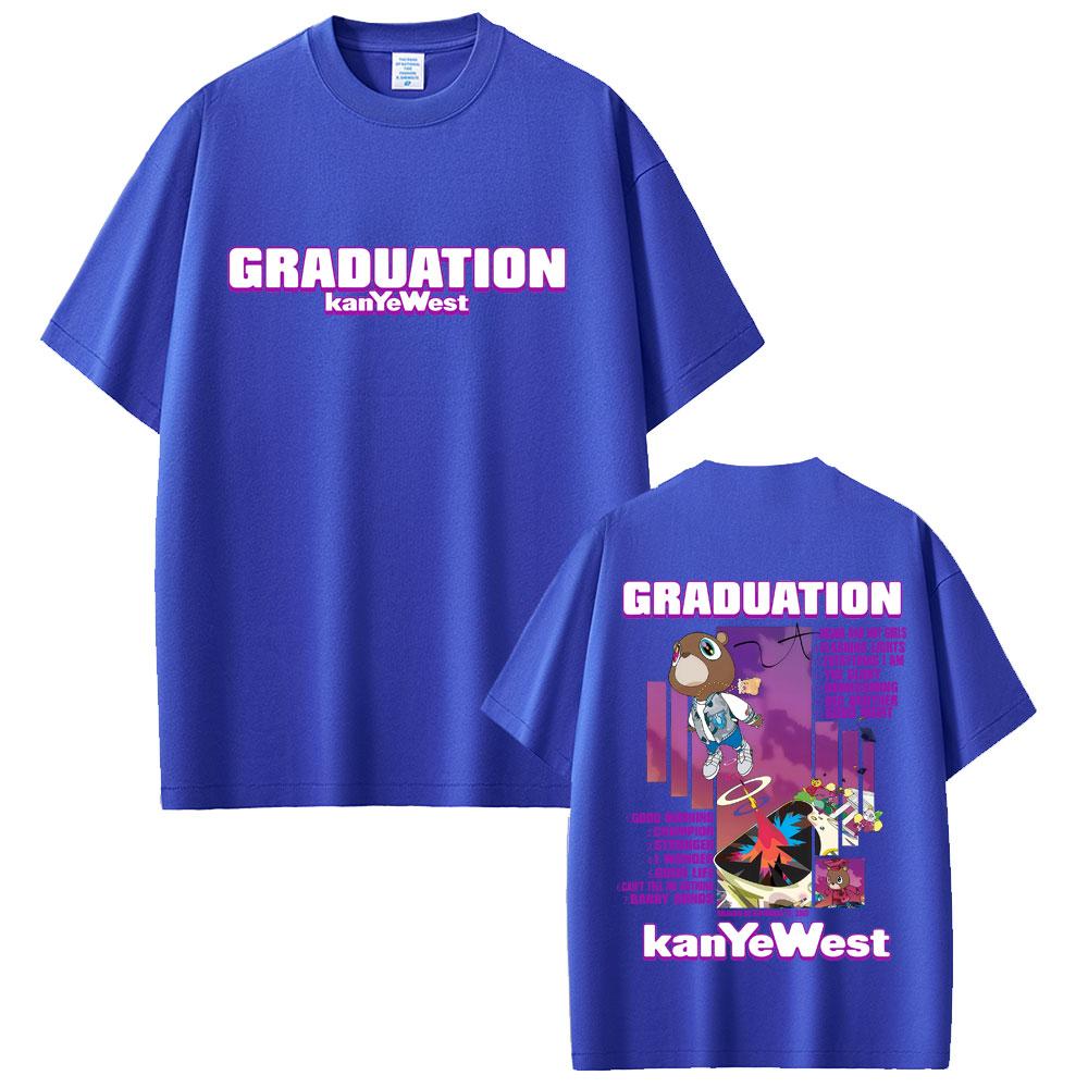 Футболки с графикой медведя из альбома Graduation рэпера Канье Уэста, мужские футболки в стиле хип-хоп, футболки с поп-музыкой, мужская повседневная хлопковая винтажная футболка