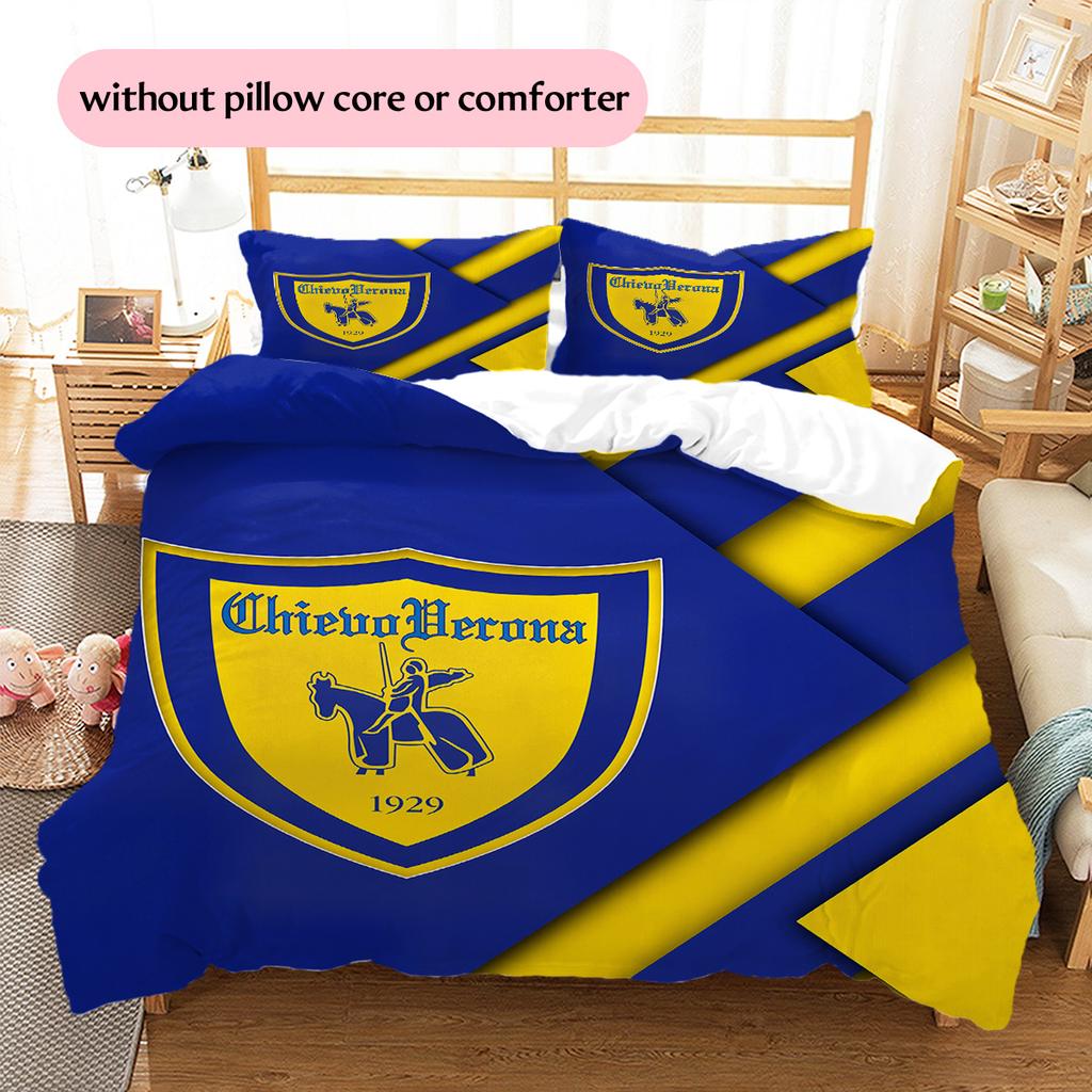 Hellas Verona FC Pattern Bedding Quilt Set Home Decoration Gift (1 * duvet cover + 2 * pillowcase without core)