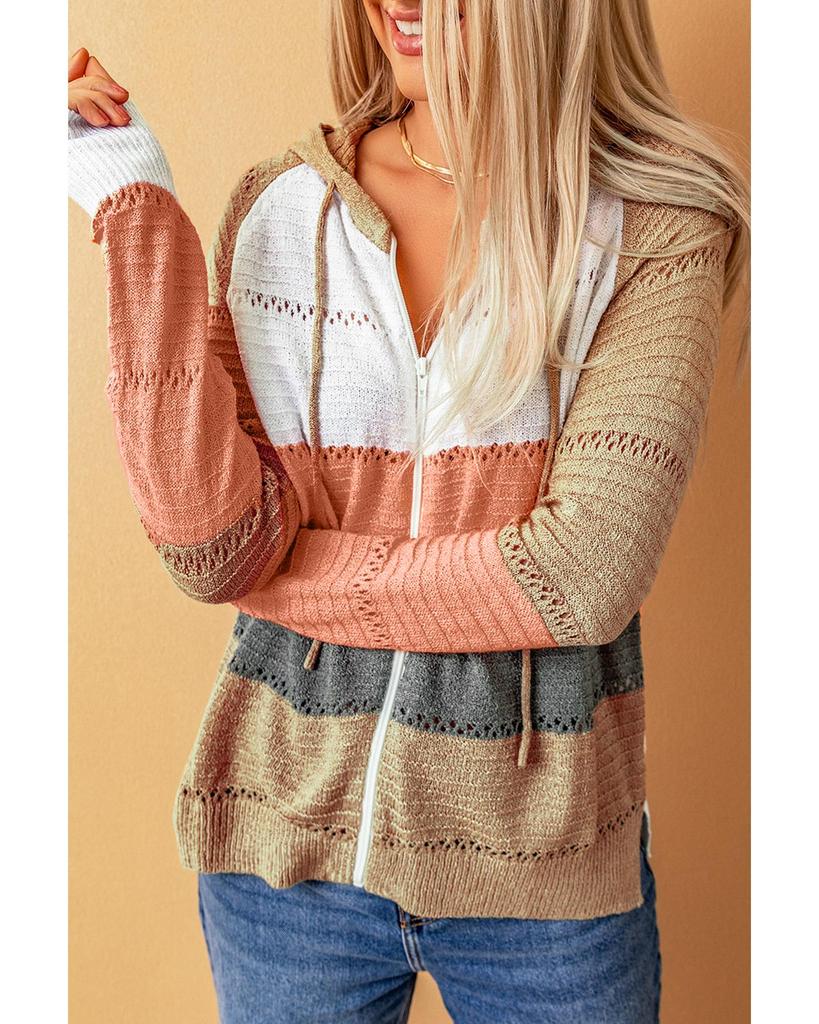 Azura Exchange Толстовка с капюшоном из цветного трикотажа с застежкой-молнией спереди