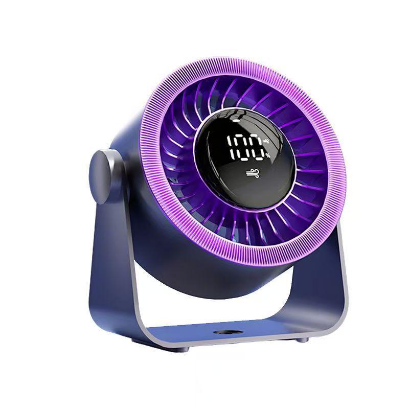 Compact USB Desktop Fan with Digital Display - Silent High-Speed for Office & Home
