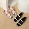 Fashion New 2024 Fashion Square Toe Glossy Leather Flats Women Double Bowknot Mary Jane Shoes Female Ballets Party Shoes Plus Size 44