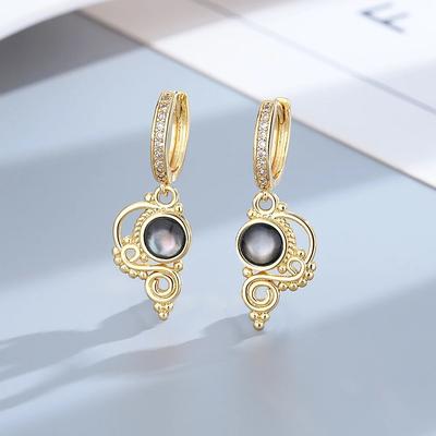 Серебряные серьги-капли для женщин, черные, белые ракушки, винтажные ювелирные изделия, серьги-кольца для свадьбы и помолвки, подарки