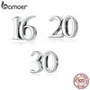 BAMOER 925 Sterling Silver Oxidized Silver Simple Numbers 16 20 30 Beads Protect Metal Charm Fit Original Silver Bracelet