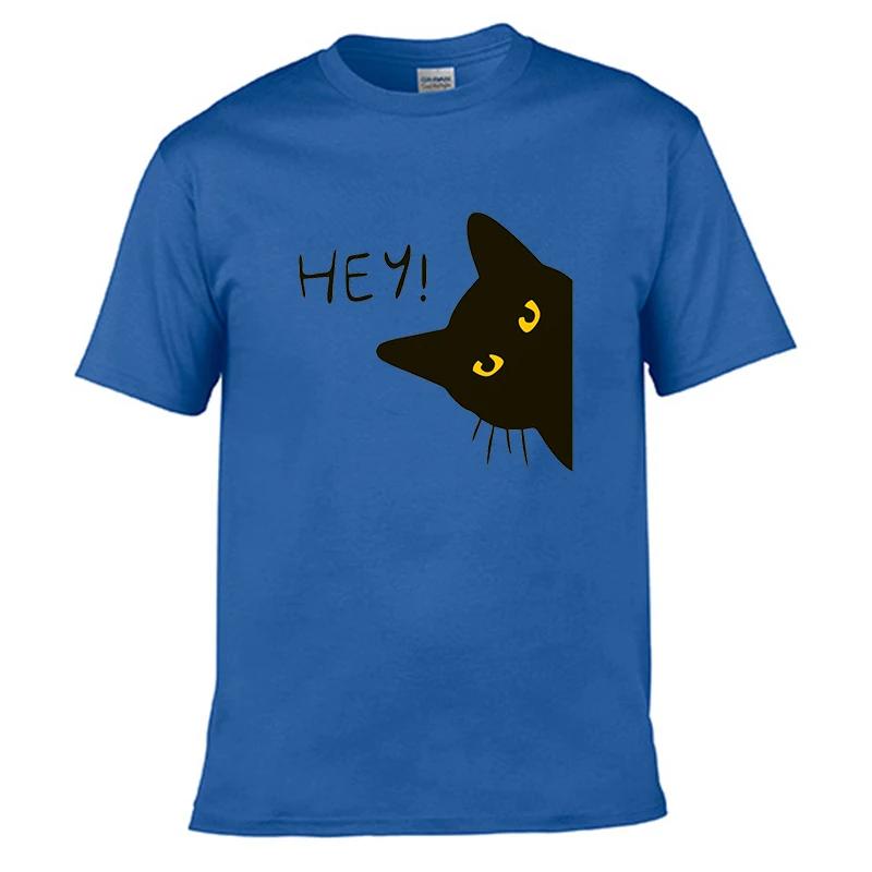 Say Hey Cat Pattern Printing Мужчины Женщины Футболка с принтом Уличная одежда Модные топы Спортивная одежда