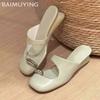 Fashion Women Mid Heels Slippers Designer Mules Shoes Woman Heeled Sandals Summer 2025 Brand Luxury Fashion Slides Casual Zapatos Mujer