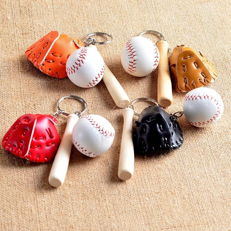 Trendy Sports Gifts Keychains Leather Softball Baseball Keychain Creative Bat Fans Jewelry Gift