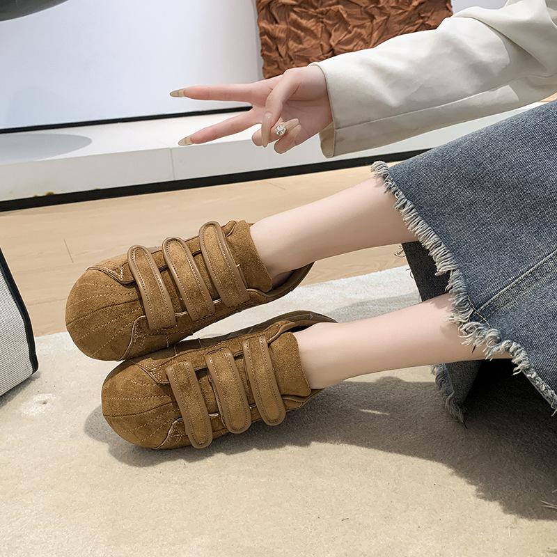 Ретро матовые туфли на платформе с большой головой женские 2025 осень новые на плоской подошве с внутренней высотой увеличение низкий верх спортивная обувь повседневные моральные тренировочные туфли