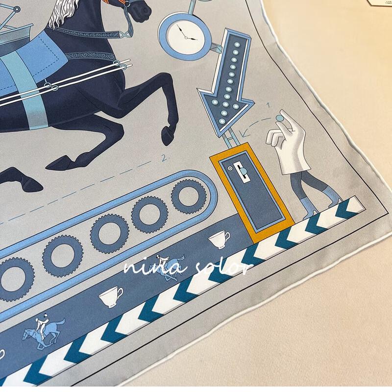 NINA SOLOR Childlike Afternoon Tea Twill Silk Scarf