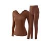 Lace V Neck Women Thermal Clothes Ultra-thin Invisible Warmth Long Pants  Autumn Winter Warmth