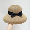 Summer Sun Protection Hat Woven Bow Sun Protection Big Brim Straw Hat UV Protection Fisherman Hat