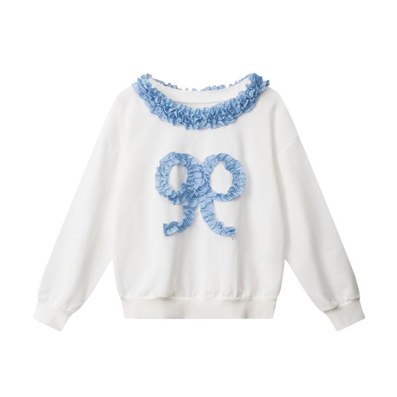 HeyHenry Womens Lace Trim One Shoulder Long Sleeve Sweatshirt Loose Casual Pullover Top