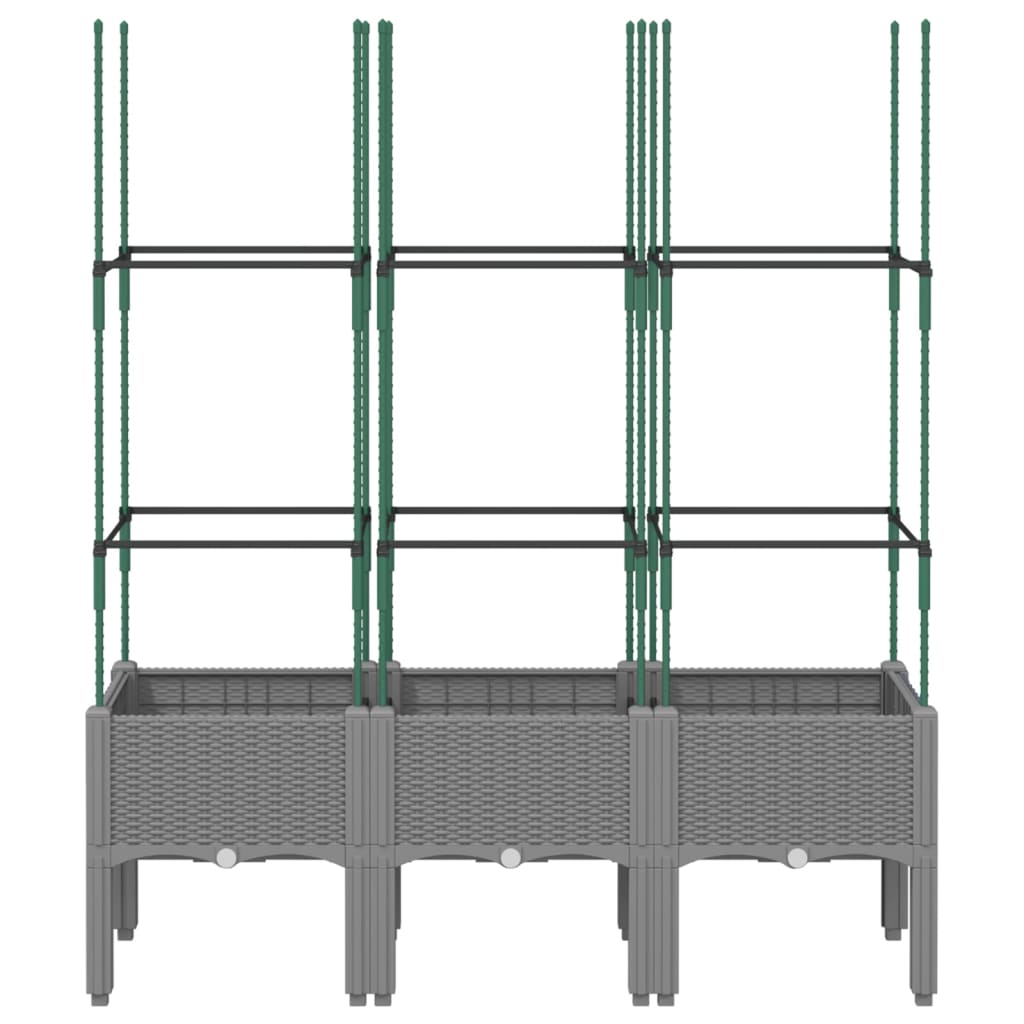 Planter with Trellis Light Grey 120 x 40 x 142.5 cm PP