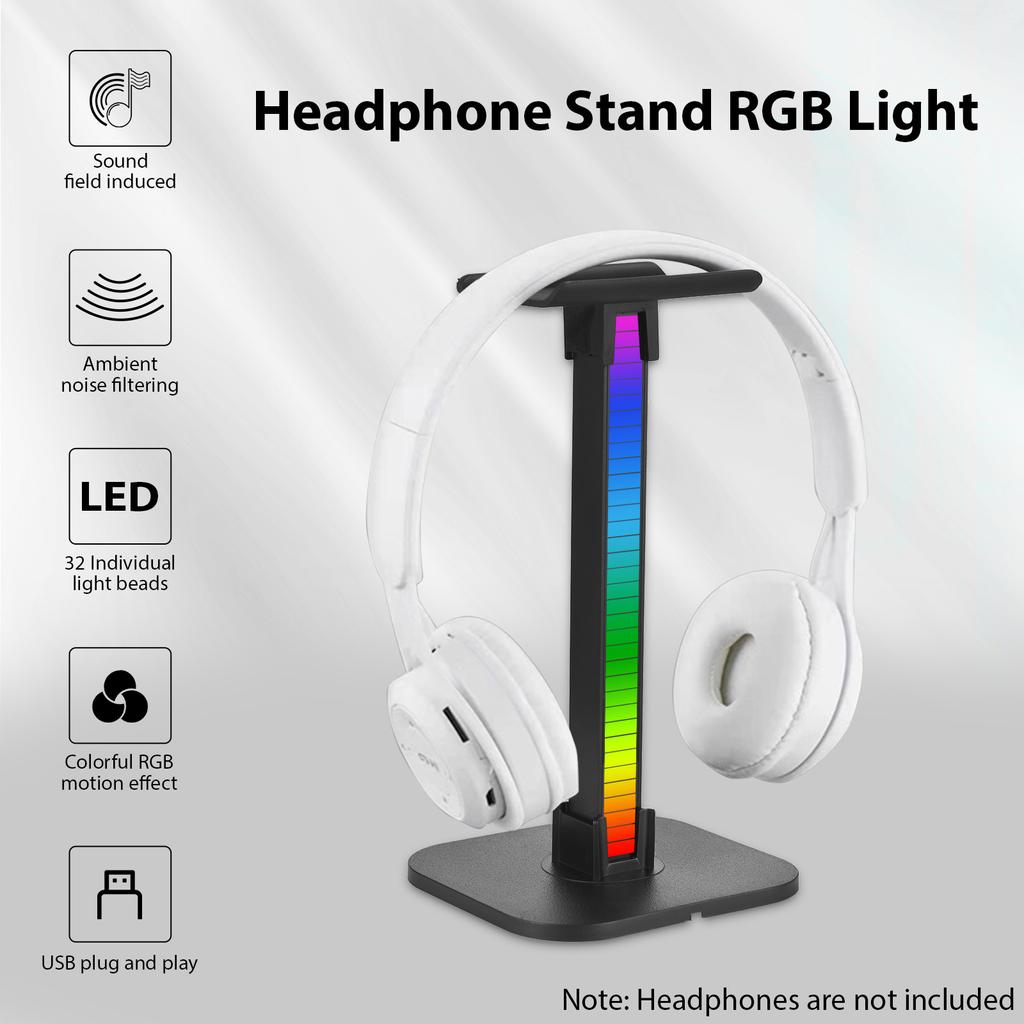 Headphone Stand RGB Light for Desk PC Gaming Headset Bottom Anti-slip with Type-C Ports