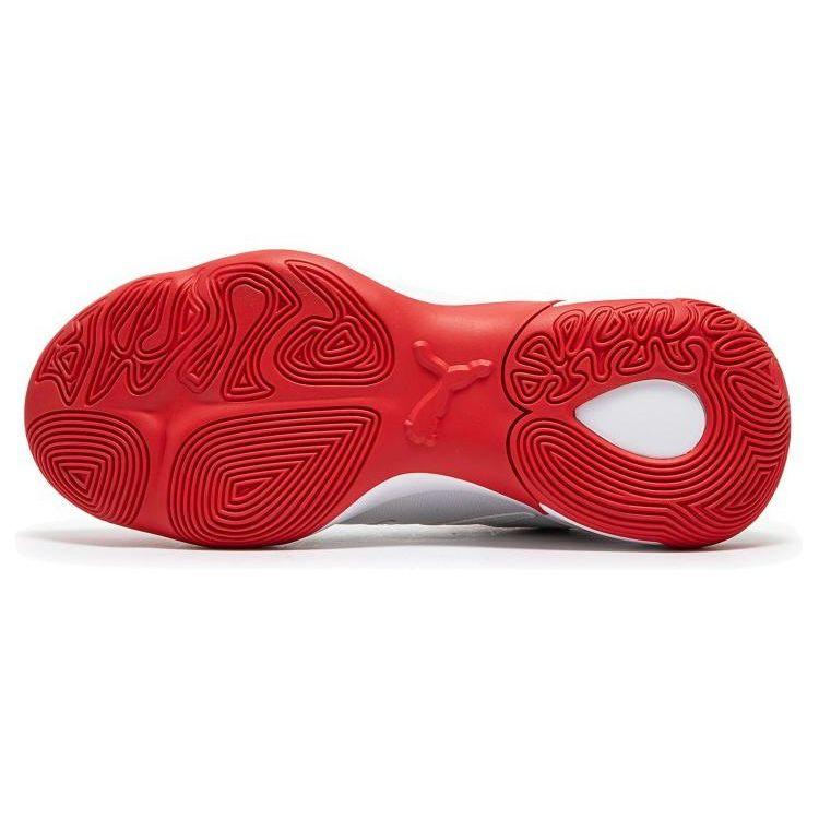 Puma Генетика Круглый носок Шнуровка Нескользящие Низкие баскетбольные кроссовки Унисекс кроссовки Белый Красный 379974-04