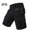 Men Cropped Pants with Multi-Pockets Design Mid-rise Button Zipper Fly Straight Leg Solid Color Cargo Shorts