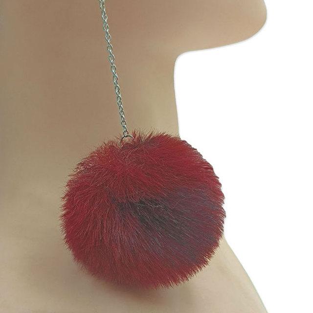 New Big Pompom Drop Earrings Fashion Soft Rabbit Fur Ball Pompom Pendant Long Dangle Earrings For Women Girl Party Gifts