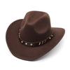 Tibetan Belt Western Cowboy Hat Woolen Felt Hat Men'S And Women'S Top Hat Outdoor Riding Hat