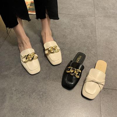 Сяосянфэн плоская подошва квадратный носок сумка голова полушлепанцы женская верхняя одежда 2021 лето новый интернет-знаменитость мода универсальный корейская версия т