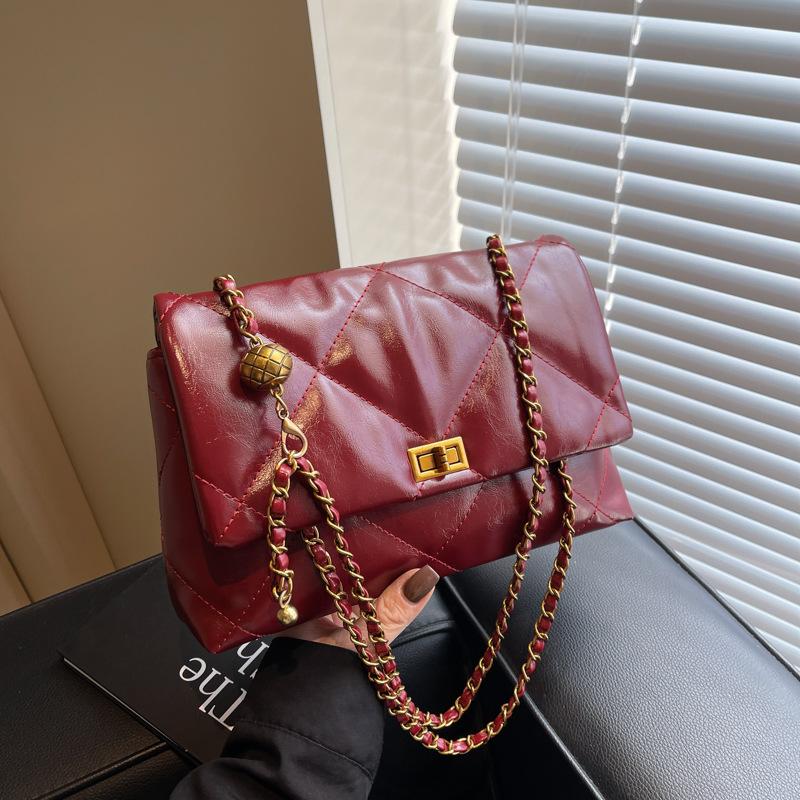 Сумка-цепочка ромбовидной формы женская осенне-зимняя ретро новая универсальная на плечо, кроссбоди, премиальная сумка для поездок на работу