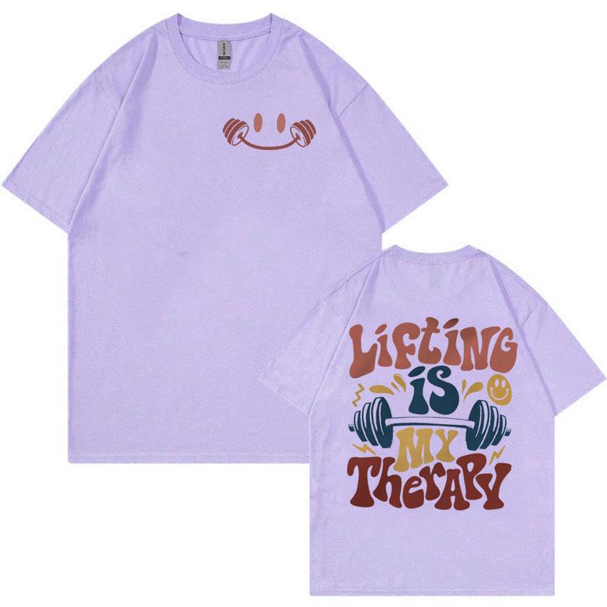 Lifting Is My Therapy Era Funny Meme T Shirt Men Women Summer Harajuku Fashion T-shirts Vintage O-Neck Oversized Cotton T-shirt