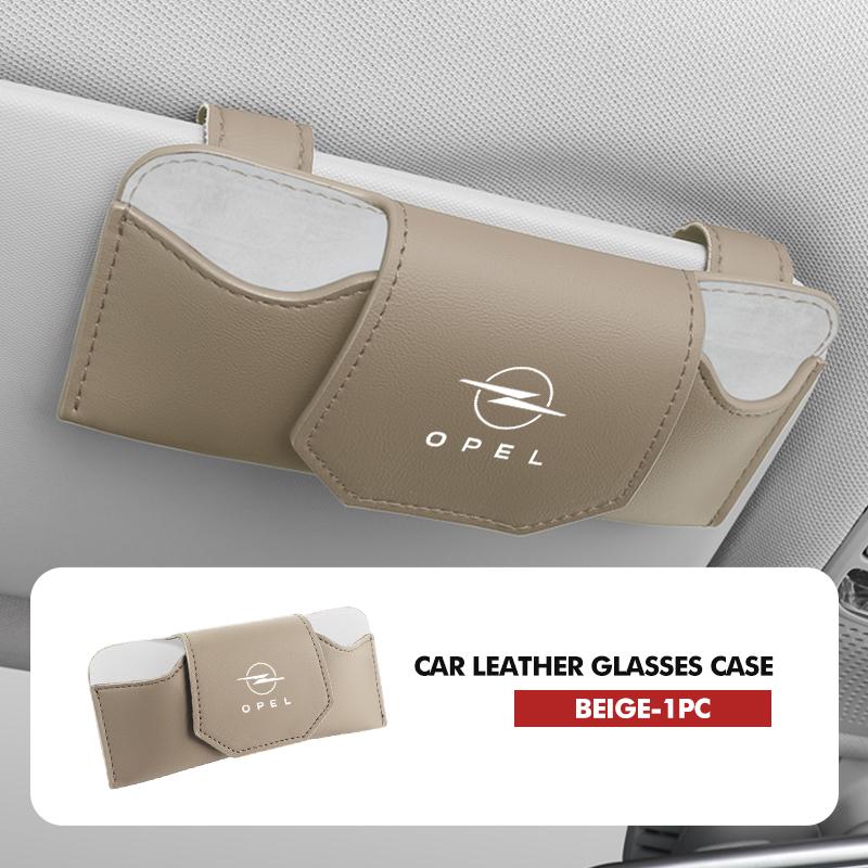 For Opel Leather Car Glasses Organizer Visor Clip On Anti Scratch Protector Zafira Meriva Mokka Vivaro Vectra Antara Ampera MH8