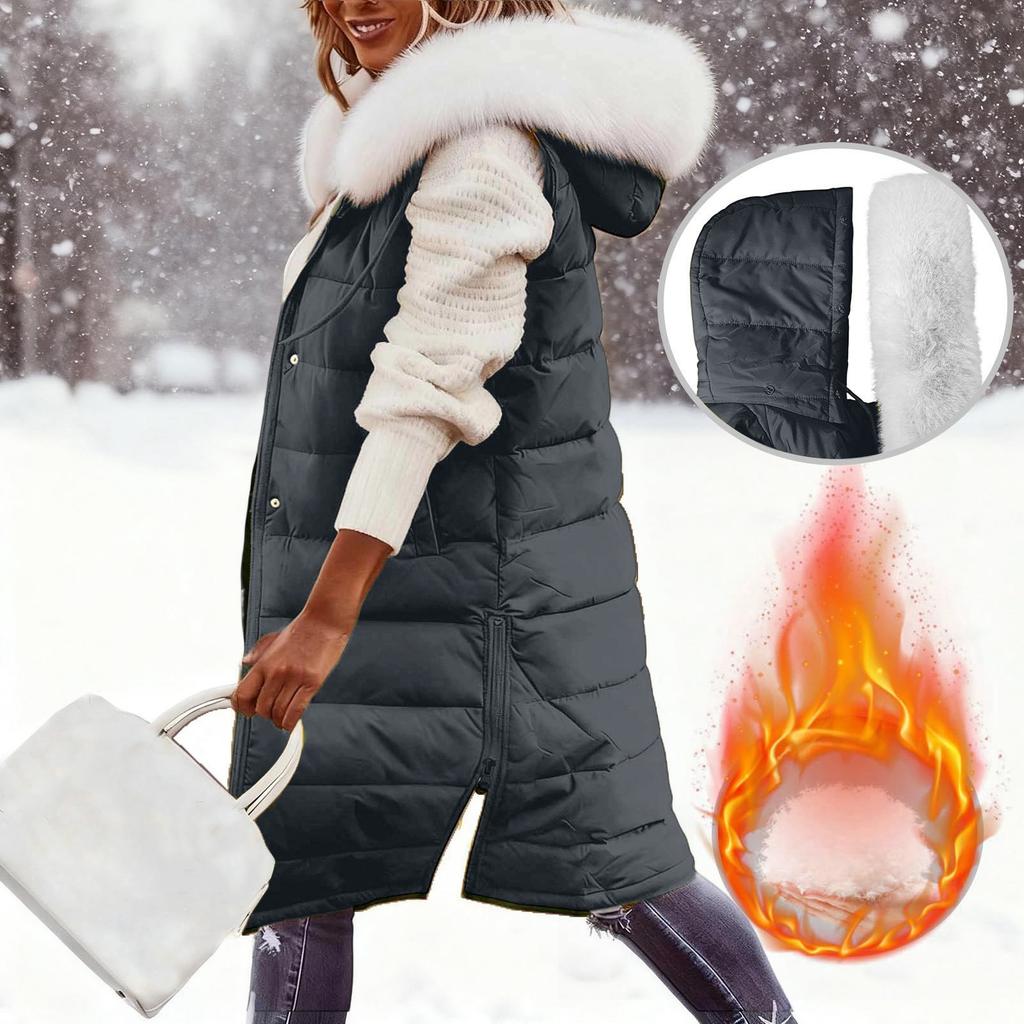 Женский длинный пуховик с капюшоном