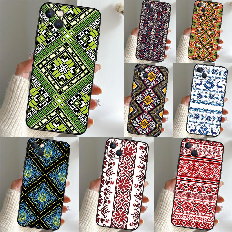 Ukrainian Embroidery Pattern Phone Case For iPhone 16 15 14 13 12 11 17 Pro Max 15 16 Plus 12 Mini 16e 17 Air Funda Cover