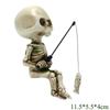 Забавные маленькие статуи из смолы для рыбалки в виде скелета, украшения для украшения дома и сада